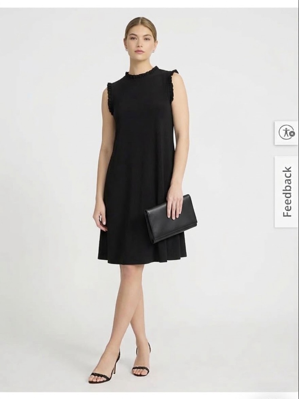 Annalee + Hope Black Ruffle Neck Sleeveless Shift Dress 1X NWOT USA Made